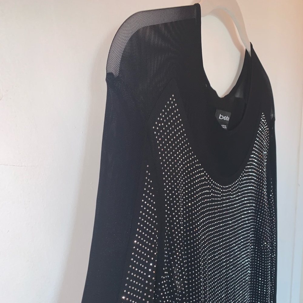 studded & mesh black bebe dress